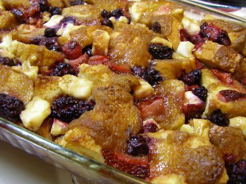 Mixed Berry and Cream Cheese Baked French Toast